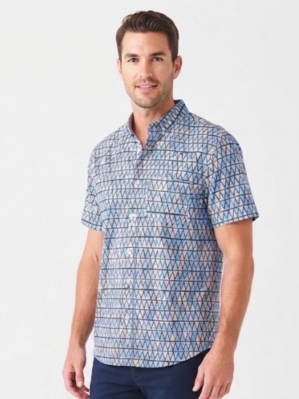 Chubbies The Triangu-later Friday Shirt Button Mens XXL Blue Geometric Cotton